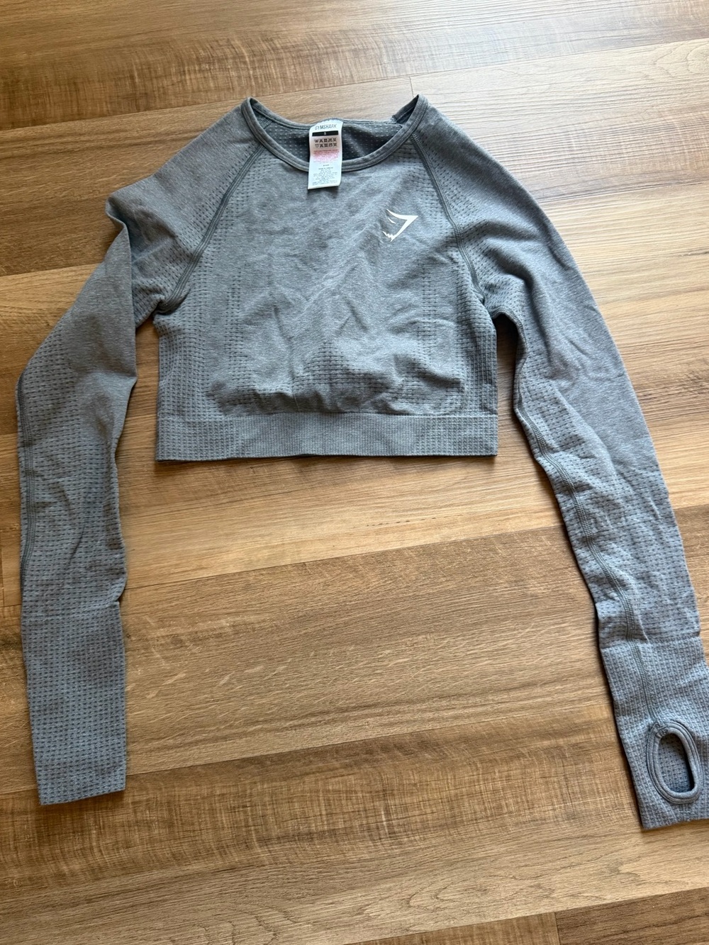 Gymshark Women's Grey Seamless Long-Sleeve Crop Top - Size Sm